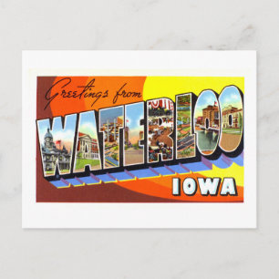 Carte Postale Bonjour vintage de Waterloo, Iowa,