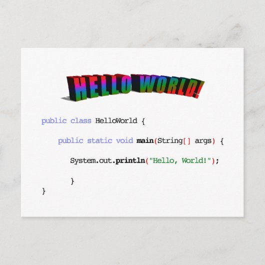 Carte Postale Bonjour World geek saluant Java (Devant)