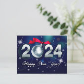 Carte Postale Bonne année 2024. Noël Bauble vacances (Debout devant)