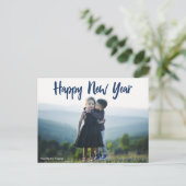 Carte Postale Bonne année 2024 Typographie Bleue moderne Photo (Debout devant)