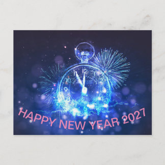 Carte Postale Bonne année 2027 Élégante Fête festive