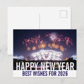 Carte Postale Bonne année Australie Feux d'artifice sur le port (Devant / Derrière)