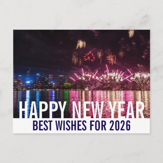Carte Postale Bonne année Australie Perth Feu d'artifice Photo (Devant)