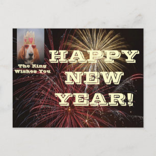 Carte Postale Bonne Année Avec Basset Hound King