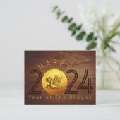 Carte Postale Bonne année chinoise Nouvel An Bois Dragon 2024 Po (Debout devant)