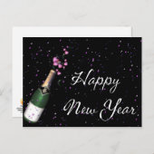 Carte postale Bonne Année Confettis, Bouteille de  (Devant / Derrière)