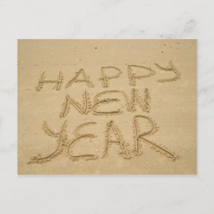 Carte Postale Bonne année dans le sable