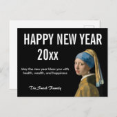 Carte Postale Bonne année de la fille avec une oreille perle (Devant / Derrière)