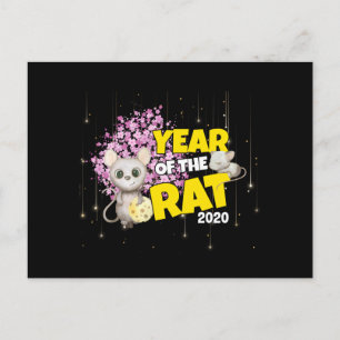 Carte Postale Bonne année du Rat 2020 - Fromage Art