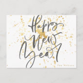 Carte Postale Bonne année en gris texte manuscrit (Devant)