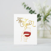 Carte Postale Bonne Année En Or (Debout devant)