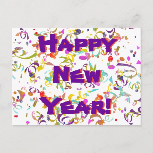 Carte Postale Bonne année Festive Colorful Confetti Custom (Devant)