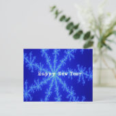 Carte Postale Bonne année Flocon de neige bleu abstrait (Debout devant)