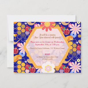 Carte Postale Bonne année juive Rosh Hashanah Motif floral