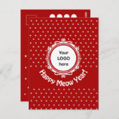 Carte Postale 'Bonne année Meow' Chat Affaires Noël (Devant / Derrière)
