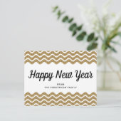 Carte Postale Bonne année Parties scintillant or Chevron Stripes (Debout devant)