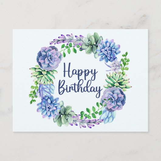 Carte Postale Bonne aquarelle d'anniversaire Plantes, Feuilles s (Devant)