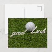Carte Postale Bonne chance au golf balle de golf sur l'herbe ver (Devant / Derrière)