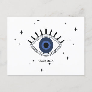 Carte Postale Bonne chance bleu oeil talisman grec tradition