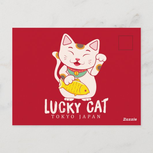 Carte Postale Bonne chance Charme Chat Lucky Maneki Neko Asiatiq (Dos)