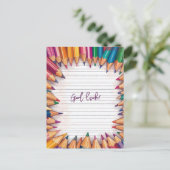 Carte Postale Bonne Chance Entourée de Crayons (Debout devant)