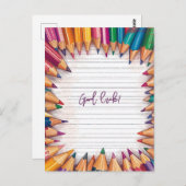 Carte Postale Bonne Chance Entourée de Crayons (Devant / Derrière)