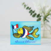 Carte Postale BONNE CHANCE French Flag Fish funny cartoon (Debout devant)