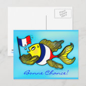 Carte Postale BONNE CHANCE French Flag Fish funny cartoon (Devant / Derrière)