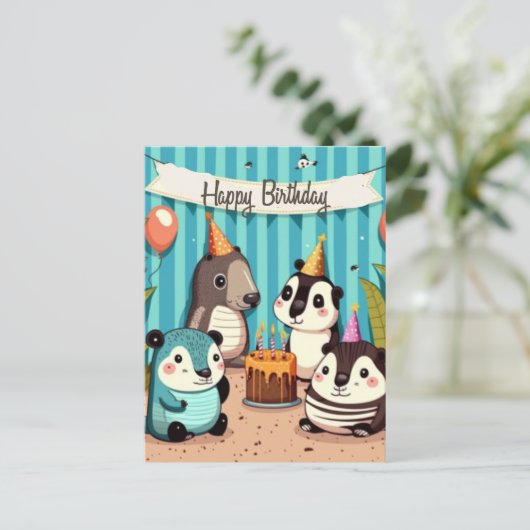 Carte Postale Bonne coutume d'anniversaire (Debout devant)