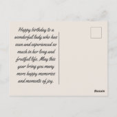 Carte Postale Bonne dame d'anniversaire dans le jardin avec du v (Dos)