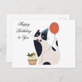 Carte Postale Bonne fête d'anniversaire Chat avec Cupcake (Devant / Derrière)