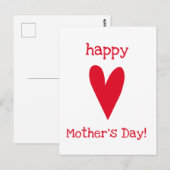 Carte Postale Bonne fête des mères ! Coeur rouge (Devant / Derrière)