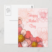 Carte Postale Bonne fête des mères Fleurs roses (Devant / Derrière)
