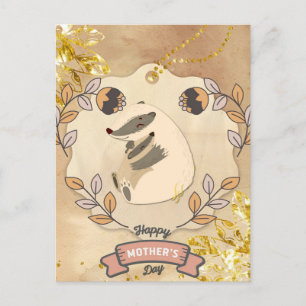 Carte Postale Bonne fête des mères mignonne Fun Raccoon