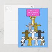Carte Postale Bonne fête des mères pour l'Amoureux des chats. (Devant / Derrière)