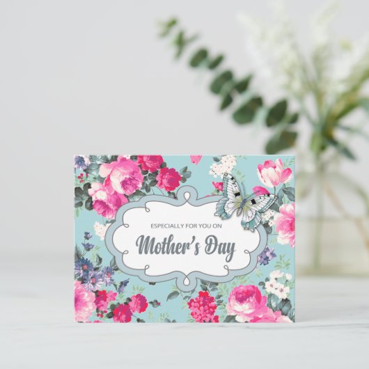 Carte Postale Bonne fête des mères. Tableau Rose ancien (Debout devant)