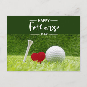 Carte Postale Bonne Fête des pères au golf papa en vert avec amo