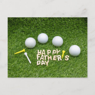 Carte Postale Bonne Fête des pères au Golfer avec balle de golf