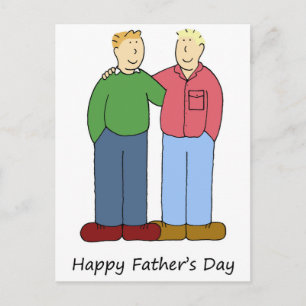 Carte Postale Bonne Fête des pères Gay Homme Couple