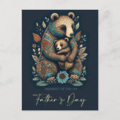 Carte Postale Bonne Fête des pères mignonne ours Folk Art (Devant)