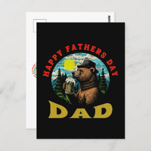 Carte Postale Bonne Fête des pères Papa Beer Mug Outdoorsman Bea