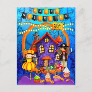 Carte Postale Bonne fête d'Halloween Costume enfants fête