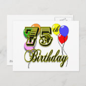 Carte Postale Bonne fête du 75e anniversaire (Devant / Derrière)