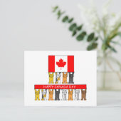 Carte Postale Bonne fête du Canada Chats caricaturaux (Debout devant)