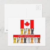Carte Postale Bonne fête du Canada Chats caricaturaux (Devant / Derrière)