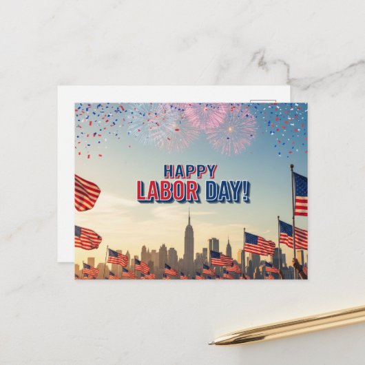 Carte Postale Bonne fête du travail (Devant/Arrière en situation)