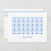 Carte Postale Bonne fête Hanoukka belle décoration bleue (Devant / Derrière)