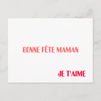 CARTE POSTALE BONNE FÊTE MAMAN, JE T'AIME