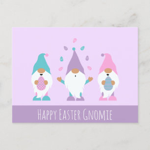 Carte Postale Bonne Gnomie de Pâques Jongler oeufs de Pâques Car