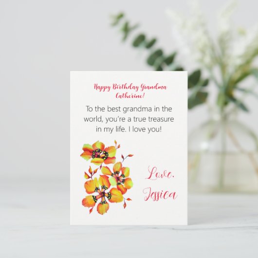 Carte Postale Bonne grand-mère d'anniversaire ! Je t'aime ! (Debout devant)